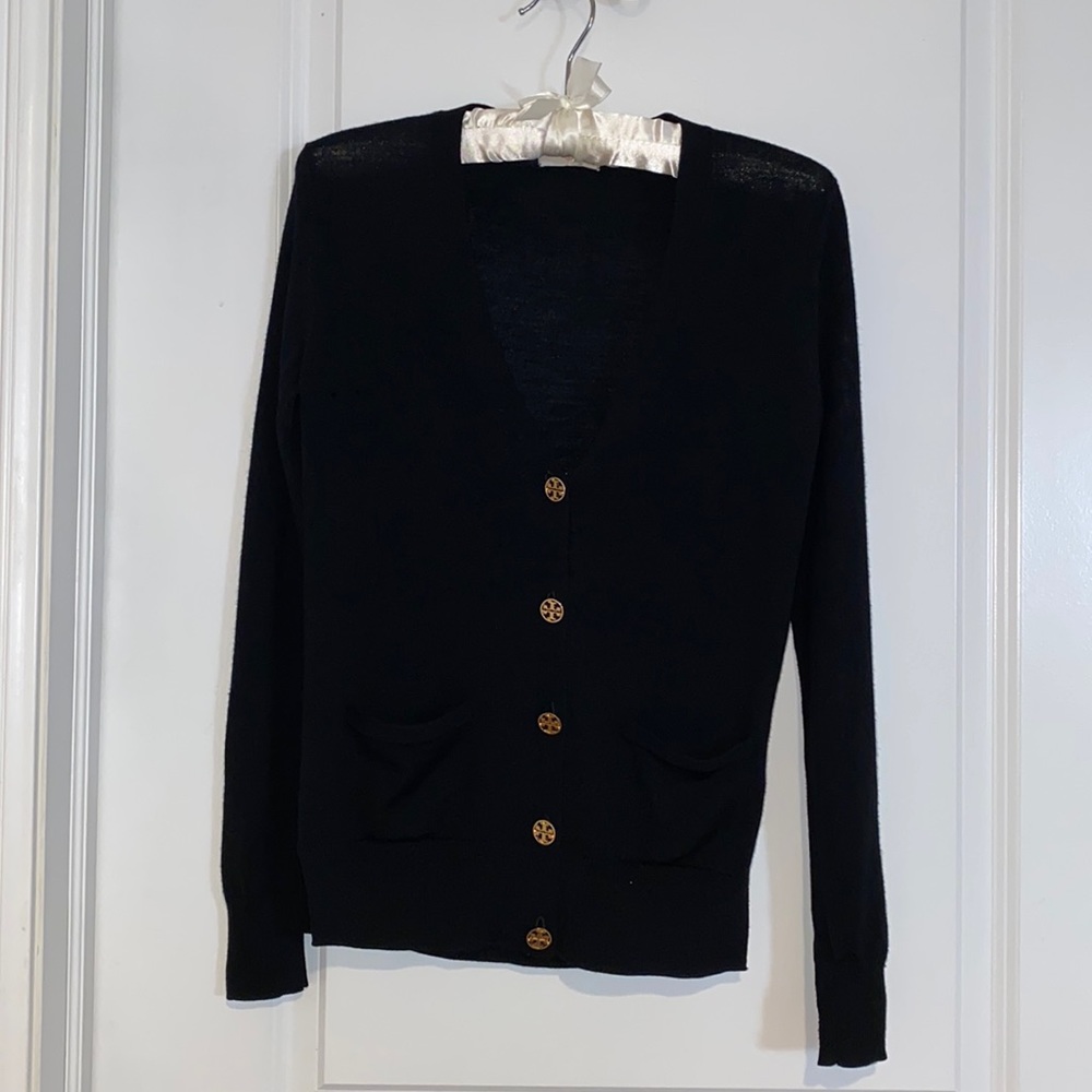 Tory Burch black v-neck sweater